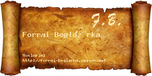 Forrai Boglárka névjegykártya